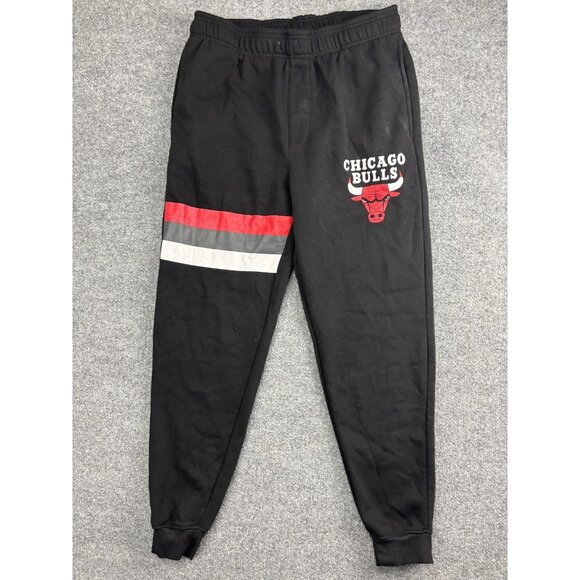 Chicago Bulls Pants Mens Large NBA Basketball Joggers Striped Poly Athletic 80s - Picture 1 of 9